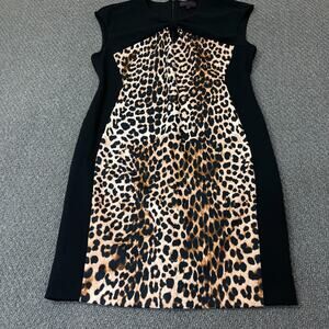 Hale Bob Dress Womens Size Large Bodycon Midi Dress Cocktail Black Animal Print